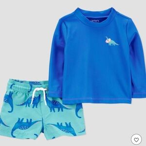 Carters dinosaur swim trunks and shirt 9M